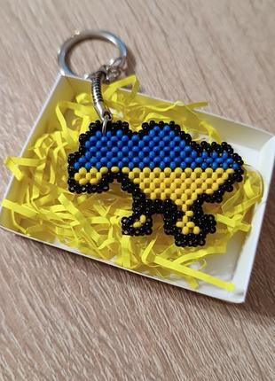 Підвіска брелок "мапа україни " із бісеру