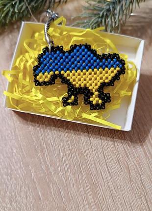 Підвіска брелок "мапа україни " із бісеру