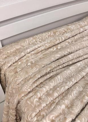 Плед велюровый з выдавкой vie nouvelle акрил 200х240 кремовый