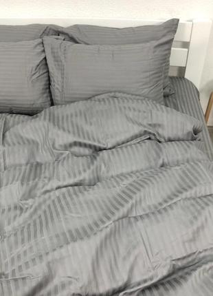 Постільна білизна полуторна woodbury's страйп-сатин 145х210 сірий