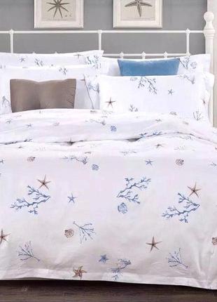 Постільна білизна євро vie nouvelle elegant cатин  el08 200х220 білий