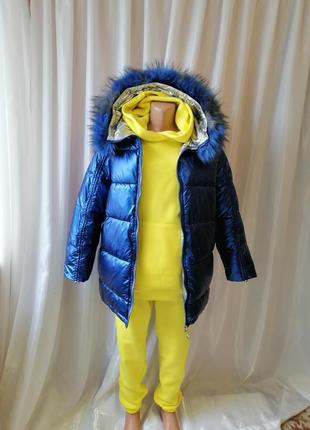 Зимняя дутая куртка с мехом зимова дута куртка з хутром2 фото