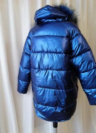 Зимняя дутая куртка с мехом зимова дута куртка з хутром4 фото