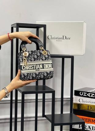 Сумка  черная женская в стиле christian dior кристиан диор мини леди