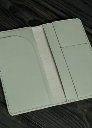 Кожаный кошелек "лонг тревел", кожа grand, цвет серый2 фото