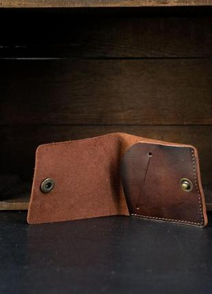 Шкіряний гаманець портмоне жорик шкіра італійський краст колір вишня3 фото