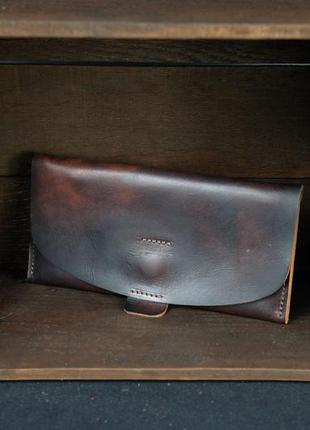 Женский кожаный кошелек батерфляй 2 кожа итальянский краст цвет вишня1 фото