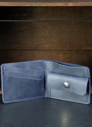 Классическое портмоне с монетницей винтажная кожа цвет синий2 фото