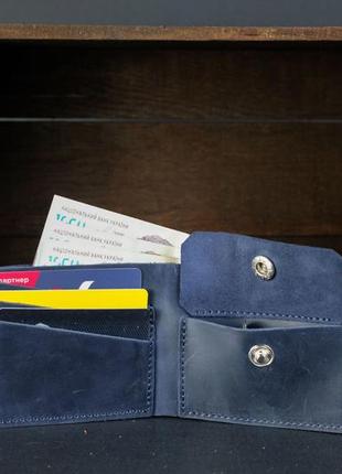 Классическое портмоне с монетницей винтажная кожа цвет синий3 фото