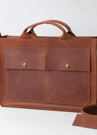 Мужская сумка "модель №50" винтажная кожа цвет коньяк