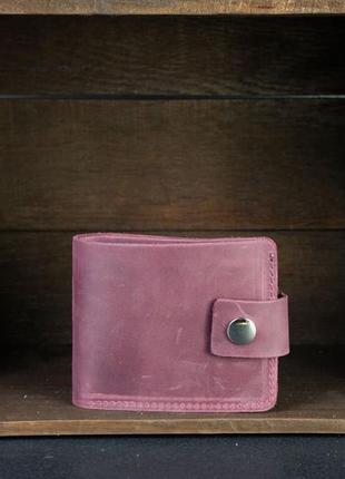Классическое портмоне с монетницей с застежкой винтажная кожа цвет бордо