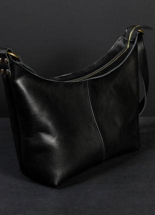 Женская сумка луна кожа итальянский краст, цвет черный6 фото