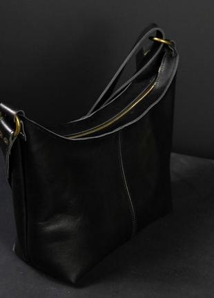 Женская сумка луна кожа итальянский краст, цвет черный5 фото