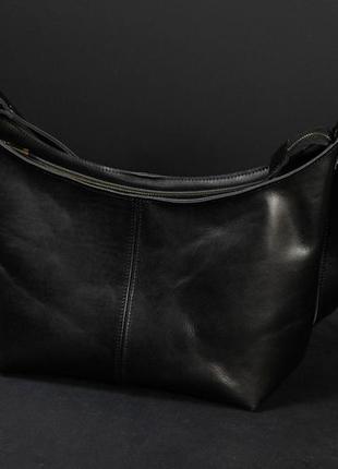 Женская сумка луна кожа итальянский краст, цвет черный3 фото