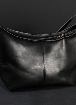 Женская сумка луна кожа итальянский краст, цвет черный2 фото