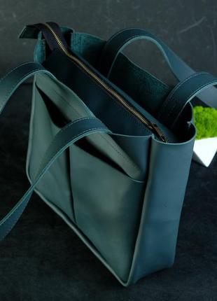 Шоппер с двумя карманами, кожа grand, цвет зеленый3 фото