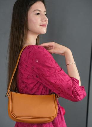 Сумка жіноча. шкіряна сумочка "джулс", шкіра grand, колір бурштин2 фото