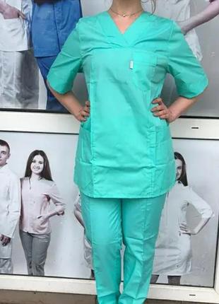 Медицинский костюм женский больших размеров 60-64 "аврора ", хирургический костюм с коротким рукавом.2 фото