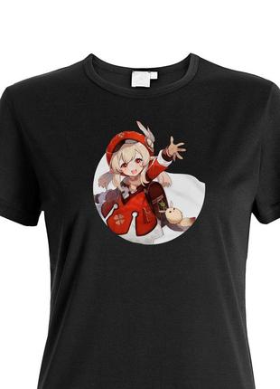 Футболка з принтом клі genshin impact. бавовна. чорна, біла. друк будь-якого зображення