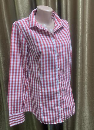 Женская рубашка united colors of benetton в красно-белую клетку размер m италия8 фото
