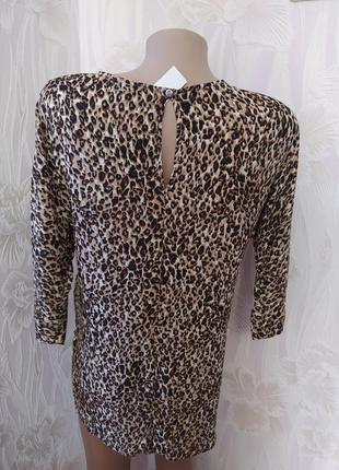 🤎🤎🤎трендова шифонова блуза принт леопард 3/4 рукава5 фото