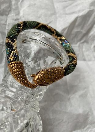Браслет - жгут змія з японського бісеру1 фото