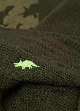 Комплект шапка флис, снуд, хомут хаки с динозаврами на мальчика h&m6 фото