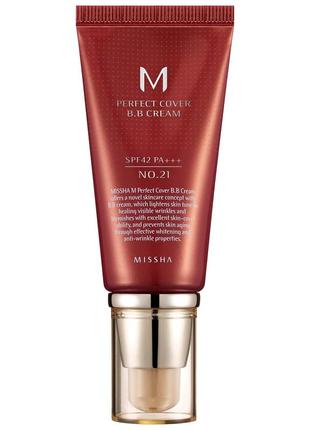 Бб-крем missha m perfect cover bb cream spf42/pa+++ №21 light beige 50 мл1 фото