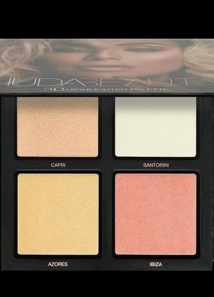 Хайлайтер huda beauty 3d highlighter palette – pink sands