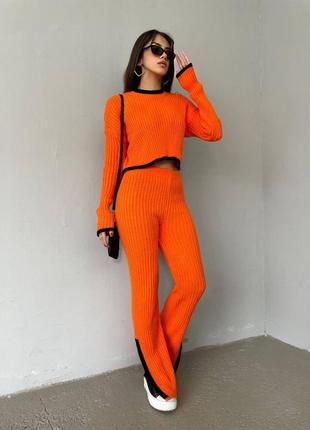 Шикарний трендовий в'язаний костюм  брюки з високою посадкою кюлоти палаццо невероят