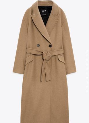 Zara пальто оверсайз натуральная шерсть