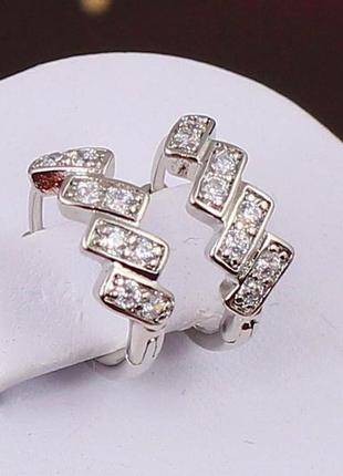 Серьги кольца хuping jewelry елочка 1.3 см серебристые3 фото