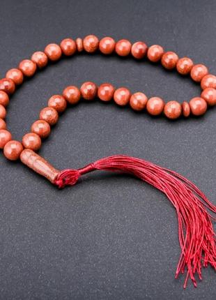 Ботинки из камня авантюрин золотой песок (синт) 33 бусины d-10мм+-