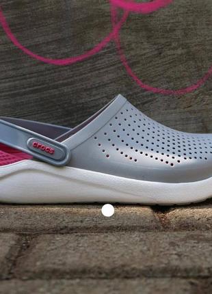 Крокс лайтрайд клог сірі crocs literide pearl/white clog4 фото