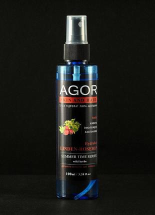 Тоник для сухой и чувствительной кожи "гидролат липа-шиповник" agor 100 мл