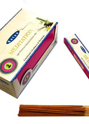 Натуральні пилкові пахощі supreme meditation (медитація) від фірми satya (сатья) 15 г
