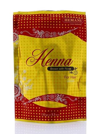 Хна для волосся темно-руда з трояндою hemani henna brown with rose. велика пачка 150 г!
