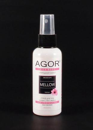 Рідкий дезодорант з алунітом і квітковими ефірними оліями mellow від agor 60 мл1 фото