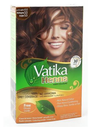 Натуральная краска шатен на основе хны vatika henna mahogany 60 г