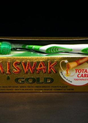 Зубна паста без фтору dabur miswak gold (дабур місвак голд) 170 г +щітка1 фото