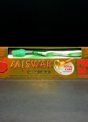 Зубна паста без фтору dabur miswak gold (дабур місвак голд) 170 г +щітка2 фото