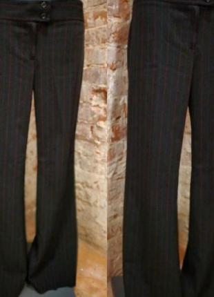 Широкие брюки в полоску со стрелками и манжетом l3 фото