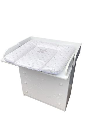 Пеленальный комод baby comfort stars на 4 ящика белый, фасад мдф3 фото