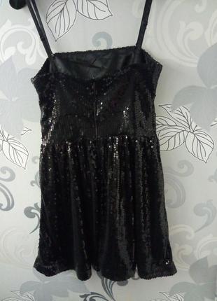 Маленькое черное блестящее вечернее мини платье в паетках only3 фото
