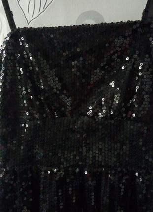 Маленькое черное блестящее вечернее мини платье в паетках only4 фото