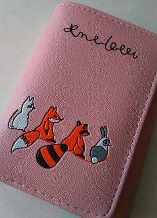 Новый розовый короткий кошелек бумажник лесная братва pu кожа3 фото