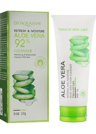 Пенка для умывания bioaqua aloe vera 92% cleanser с алоэ вера, 100 г