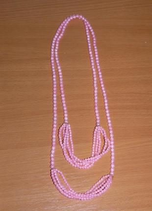 Бусы ожерелье пластмасса розовые. оригинальные3 фото