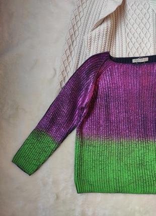 Фіолетовий зелений двоколірний светр блискучий металік омбре в'язана кофта вовна rinascimento6 фото
