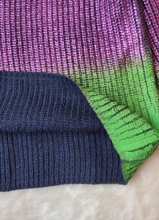 Фиолетовый зеленый двухцветный свитер блестящий металлик омбре вязаная кофта шерсть rinascimento10 фото